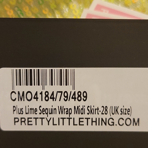 Pretty Little Thing Lime Sequin Wrap Midi Skirt - Picture 6 of 6